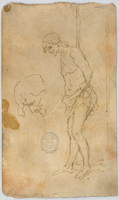 Schizzo di figura con le braccia legate dietro la schiena da Unknown